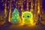 Placeholder: cute chibi slime radiant golden glow in mystical bioluminescent forest , highly detailed , cute facial features , 3D reflections