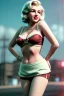 Placeholder: Ultra Realistic image, retro pinup, portrait, blonde woman, sweet Marylin Monroe face, perfect iris, glow eyes. skater waitress suit. soft color, highly detailed, unreal engine 5, ray tracing, RTX, lumen lighting, ultra detail, volumetric lighting, 3d, finely drawn, high definition, high resolution.