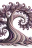 Placeholder: twisty striped spiral tree trunk with fractal branches that have purple pastel paisley patterned leaves