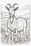 Placeholder: coloring page, goat in meadow, cartoon style, thick lines, low detail, no shading