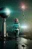 Placeholder: Ultra Realistic retro sci-fi scene, portrait, blonde woman, sweet young Marilyn Monroe face, perfect iris, tight latex coat, Strange planet background, Retro sci-fi style helmet, fog, rain, soft color, highly detailed, unreal engine 5, ray tracing, RTX, lumen lighting, ultra detail, volumetric lighting, 3d, finely drawn, high definition, high resolution.