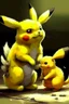 Placeholder: Realistic Pikachu playing with a cat.