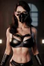 Placeholder: executioner in black leather, mature woman, lisa ann, skintight eye mask, busty, cleavage, evil, angry, bdsm, 8k,dark,