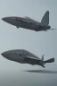 Placeholder: ideation aeroplane airmed inspired by shark with side view, quarter view and front view