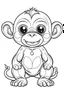 Placeholder: outline art for cute Monkey coloring pages with sitch, white background, Sketch style, full body, only use outline, toddlers style, clean line art, white background, no shadows and clear and well outlined.