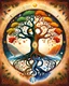 Placeholder: The tree of life consists of four seasons: spring, summer, autumn, winter, light, time, darkness, star, moon, sun, yang-ying, water, wind, earth, fire and love.