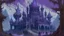 Placeholder: A giant purple evil looking castle with undead creatures painted by Claude Monet