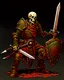 Placeholder: tabletop RPG skeleton warrior with sword and shield and rusted chainmail rpg art no background