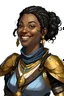 Placeholder: kind wise, caring, smiling black middle aged female earth genasi paladin dnd 5e