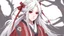 Placeholder: Female character in the style ofLee Myung-Jin, from Ragnarok online. Shura class. Long white hair, red clothes with bandages on her arms, digital art dark fantasy style, damaged kimono. Thorn clothes