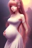 Placeholder: girl, cute, beautiful, pregnant, dress, long hair, brown hair, anime