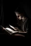 Placeholder: reading a book in the dark