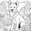 Placeholder: coloring book page of a dog