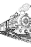 Placeholder: Outline art for coloring page TOY TRAINS 1940'S, coloring page, white background, Sketch style, only use outline, clean line art, white background, no shadows, no shading, no color, clear