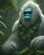 Placeholder: Craft a breathtaking 4K image of the legendary Yeti in the rainforest, showcasing hyper-realistic details. Capture the elusive creature amidst lush greenery, with every raindrop and strand of its shaggy fur meticulously depicted. Create a sense of awe and mystery as the Yeti's piercing gaze meets the viewer, immersed in the vibrant ecosystem of the rainforest. Include ferns, hanging vines, and dappled sunlight filtering through the dense foliage. Let your art transport viewers into a world where