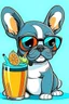 Placeholder: french bulldog in sunglasses drink cocktail cartoon