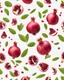 Placeholder: The pomegranade cores are scattered on a white background