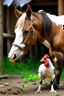 Placeholder: a horse fiting a ninga have a chiken