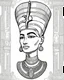 Placeholder: Outline art for coloring pages with Nefertiti , white background, sketch style, only use black outline, white background, no shadows and well and clear outline , white background, sketch style, only use black outline, white background, no shadows and well and clear outline