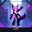 Placeholder: a fox fursona, darker colors, master quality, backlighting, soft lights, full body portrait, in frame, 8k, furry, fur, black and purple color pallet, robotic arm, cyberpunk, anthropomorphic, perfectly drawn face, animal legs, paws