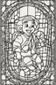 Placeholder: kids coloring page, stained glass window, cartoon style, thick lines, low detail, no shading