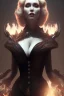 Placeholder: Christina Hendricks as evil queen in black leather, cleavage, angry, stern look. character design by cory loftis, fenghua zhong, ryohei hase, ismail inceoglu and ruan jia. unreal engine 5, artistic lighting, highly detailed, photorealistic, fantasy