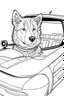 Placeholder: outline art for real DOGS-IN-CARS Coloring page, Japanese manga style, cartoon style, cute face, white background sketch style, full body is a must, only use outline, clean line art, no shadow, bold outlineMasterpiece, Ominous, Golden Ratio, Highly Detailed, photo, poster, fashion, illustration