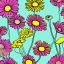 Placeholder: illustration of a bouquet of daisies, digital illustration, thick blain lineart, pastel colors, plain yellow background, minimalist art