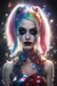 Placeholder: harley quinn. Half Woman half Mushroom, Broken Glass effect, no background, stunning, something that even doesn't exist, mythical being, energy, molecular, textures, iridescent and luminescent scales, breathtaking beauty, pure perfection, divine presence, unforgettable, impressive, breathtaking beauty, Volumetric light, auras, rays, vivid colors reflects