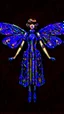 Placeholder: Full Body, Art Nouveau Woman With A Bob With A Fringe Hairstyle, 1920s Clothing, Steampunk Metal Moth wings, Black Background