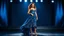 Placeholder: very beautiful 1 lady with makeup curvy hair pretty long skirt and bluose with nice jewel patterns high heels, full body standing gracefully in modern stage,dynamic lights