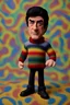 Placeholder: a figurine of a person wearing a sweater, sylvester stallone, inspired by Ron English, made out of wool, high detail iconic character, sylvester stallone, inspired by Wes Wilson, made of wool, toy art, 1968 psychedelic, claymation character, aardman, detailed portrait shot, as a claymation character, insanely super detailed, 3d, 8k, complex details