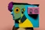 Placeholder: man with head inside a tv box in the style of Eileen Agar