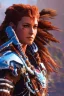 Placeholder: Full body portrait, painting, medium shot lady Style of Horizon Zero Dawn