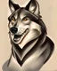 Placeholder: Vintage cartoon wolf. Whistling drawing, stylized , trAditional americana old school tattoo designed