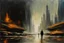 Placeholder: planet, space, modern cyberpunk city, arid land, epic, lesser ury impressionism painting