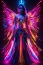 Placeholder: Beautiful woman with dress art neons glowing bright light in the dark and colorful details