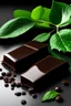 Placeholder: Two pieces of dark chocolate with liquid mint filling and a couple of mint leaf around the chocolate