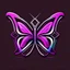 Placeholder: symetry!!, butterfly!!, logo, NFT, colorful, cyberpunk, neon punk, curves, lines, simple, gradient, creative