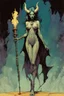 Placeholder: Demon girl wizard Halloween, fullbody, feet point view, in the comic book art style of Mike Mignola, Bill Sienkiewicz and Jean Giraud Moebius, ,