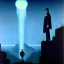 Placeholder: The Grim Reaper in Tron world, considering the future of the universe, art by Magritte and Elliot Erwitt