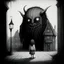 Placeholder: creepy, horrifying, sinister, Style John Kenn Mortensen, line art