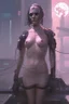Placeholder: cyberpunk saggy granny woman, abandoned sci-fi town, future, sci-fi