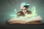 Placeholder: Floating magical book being held by magic