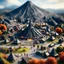 Placeholder: Miniature village Mount Doom Sauron tilt-shift