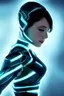 Placeholder: portrait, beautiful stunning lady and goddess, full body shot, medium shot, abstractfuturistic, style of Tron, style of Minority report, style of Iron Man