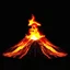 Placeholder: great high volcano on fire, symmetrical, minimalistic, on black background , black and white
