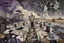 Placeholder: face to the camera in midle one alone human figure with a big map his hands in weird whimsical clothes stands on thin weird bridge , weird whimsical landscape, forest, and Sahara water and rocks,, around surreal cracked painted weird land with some black doors. dark purple, gray, black, white, brown. Whimsical style of Chagall , of Minjae Lee and Tim Burton, absurd beauty. broken, weird bizarre absurd, nightmare, neuron network background, surreal vibe