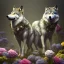 Placeholder: a wolf standing among flowers, sunlit, flickering light, stunning, beautiful, sharp, crisp, 8k resolution, centered, high-quality, ultrafine-detail, digital art, detailed matte, volumetric lighting, illustration, 3D octane render, brian froud, howard lyon, ben goossens, George Grie, alphonse mucha