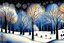 Placeholder: Winter trees elegant fantasy intricate art deco fantasy watercolor mystic Paul Klee Tim burton Yacek Yerka dee Nickerson snow winter cold season simple design